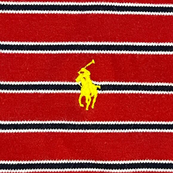 Vintage Polo Ralph Lauren Red and White Classic Fit Striped Polo Shirt - Medium - Picture 2 of 5